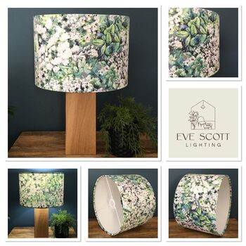 Betty Green White Floral Velvet Drum Lampshades, 9 of 9