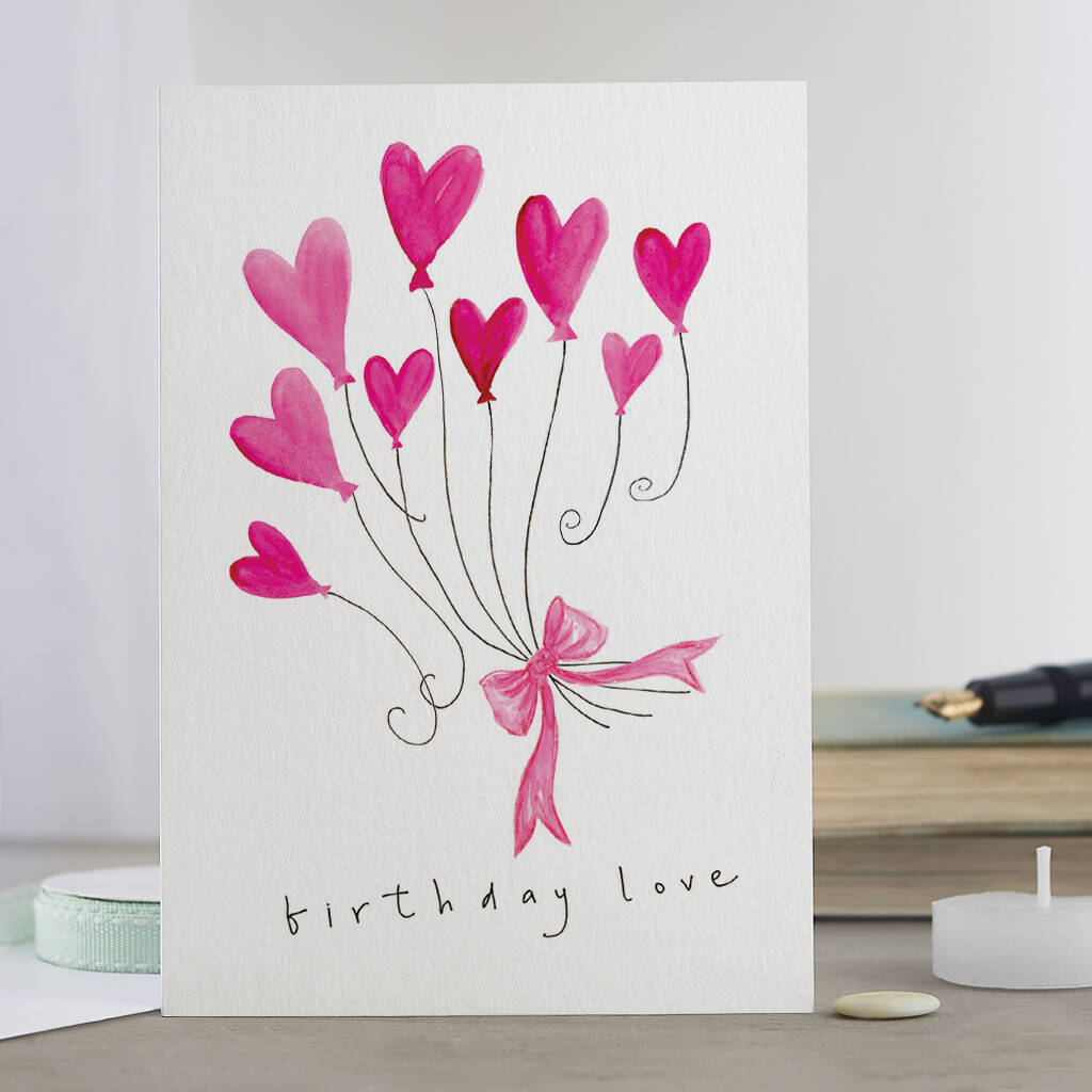 'Birthday Love' Hearts Card By Gabrielle Solly Illustration