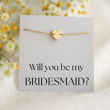 Bridesmaid Gift, Heart Birthstone Bracelet With Custom Card, 2 of 11