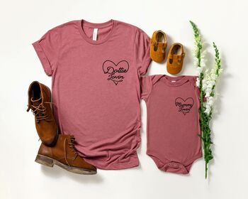 Personalised Heart Mum And Child Matching T Shirt Set, 3 of 4