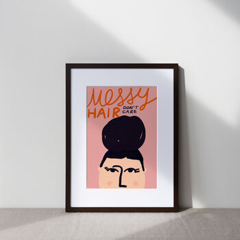 Messy Hair Don't Care Illustrated Art Print, 3 of 5