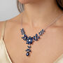 Midnight Blue Floral And Leaf Necklace, thumbnail 2 of 3