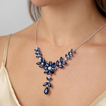 Midnight Blue Floral And Leaf Necklace, 2 of 3