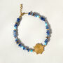 Blue Gemstone Bead And Gold Swirl Bracelet, thumbnail 2 of 3