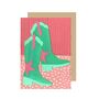 Turquoise Cowboys Boots Greetings Card, thumbnail 2 of 2