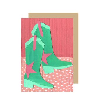 Turquoise Cowboys Boots Greetings Card, 2 of 2