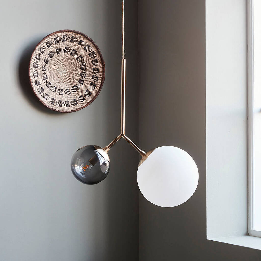 Twice Opal And Grey Glass Orb Pendant Light, 1 of 4