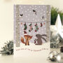 Woodland Animals Christmas Stockings Personalised Card, thumbnail 1 of 2