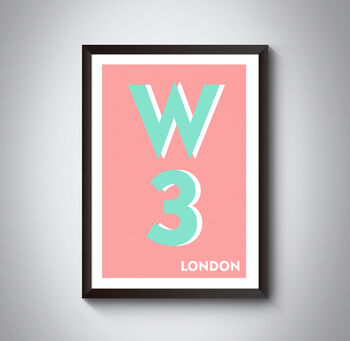 W3 Ealing Hammersmith Postcode London Print, 9 of 10