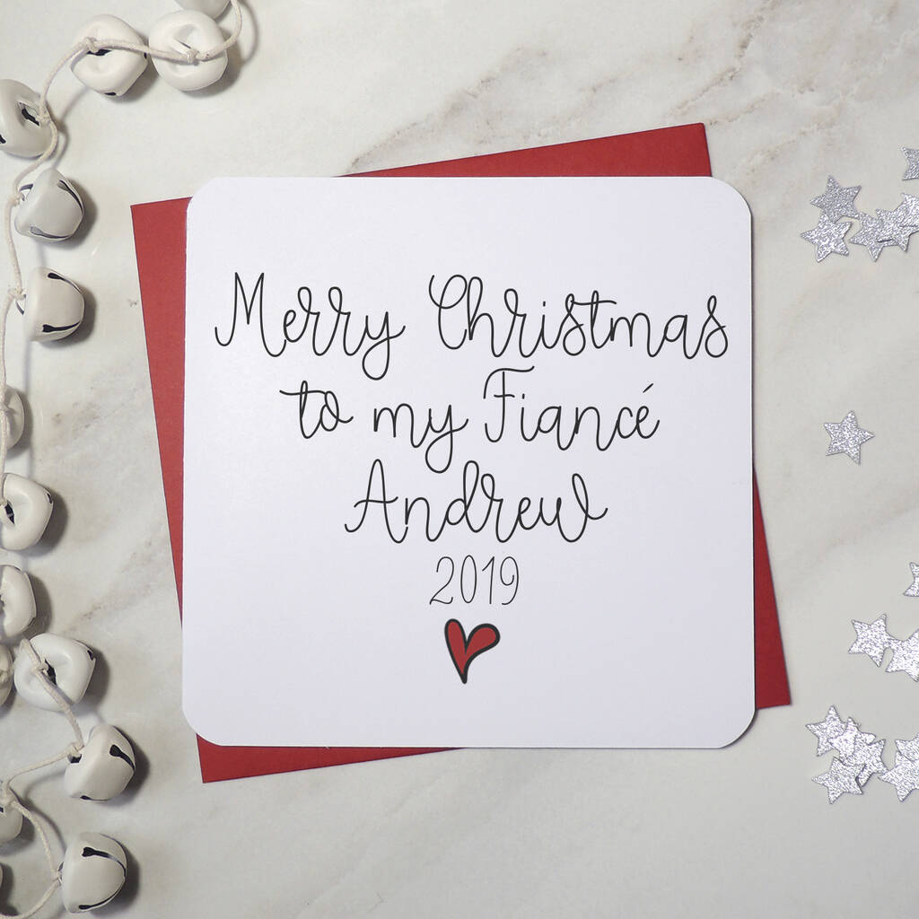 'Merry Christmas To My Fiancé' Personalised Script Card By Parsy Card ...