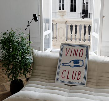 Vino Club Wall Art Print Happy Hour Kitchen Disco, 6 of 7