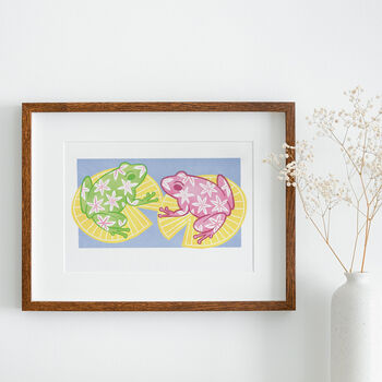 Frog Couple Art Print Personalised, 3 of 4