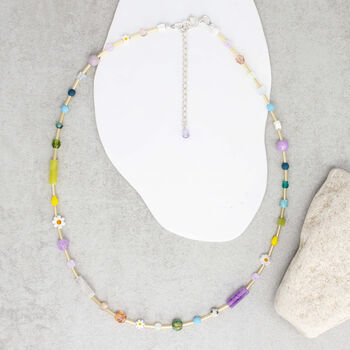 Ettie Sterling Silver Beaded Gemstone Necklace, 3 of 4