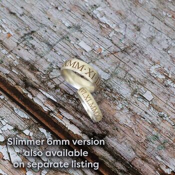 Men's Roman Numerals Personalised Silver Ring, 9 of 10