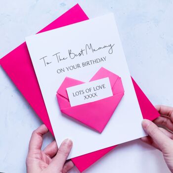 Best Mummy/Daddy Birthday Origami Heart Card, 4 of 7