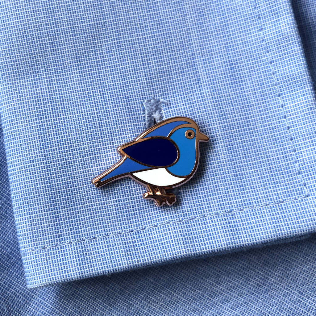 blue bird cufflinks by chameleon and co