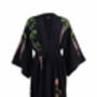 Wisteria And Chrysanthemum Black And Pink Embroidered Long Kimono, thumbnail 9 of 12