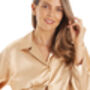 British Made Gold Satin Long Sleeved Pyjama Set, thumbnail 4 of 5