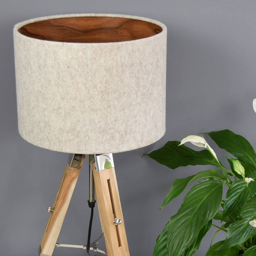 Natural Wool Felt Lampshade With Choice Of Wood Lining By Quirk