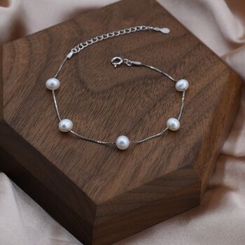 Sterling Silver Freshwater Pearl Bracelet, 3 of 11