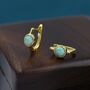 Sterling Silver Green Opal Huggie Hoop Earrings, thumbnail 2 of 11
