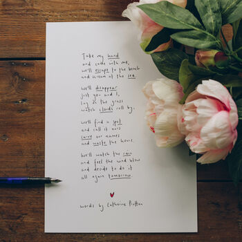 'take My Hand' Original Handwritten Love Poem By Words By Catherine ...