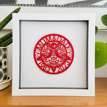 Personalised Ruby Wedding Paper Cut For Parents, 8 of 11