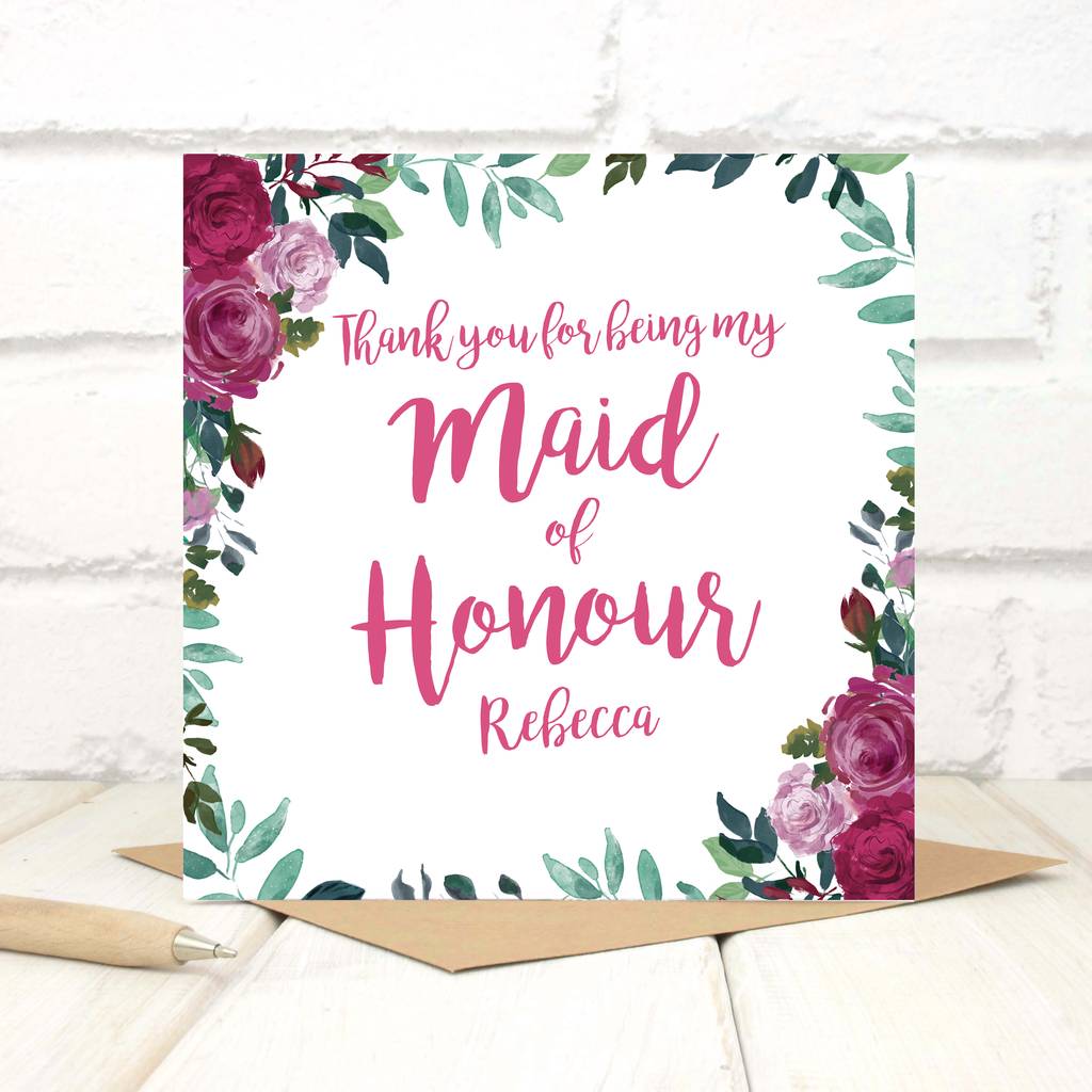 personalised thank you bridesmaid floral card by chi chi moi ...