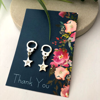 Friendship Handcuff Initial Star Silver Earrings, 8 of 10