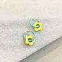 Retro Daisy Flower Enamel Huggie Hoop Earrings, thumbnail 3 of 3