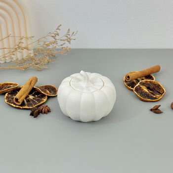 Handmade White Pumpkin Trinket Dish Autumn Decor, 10 of 10