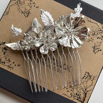 The Flora Comb Leaves Flowers Organic Bridal Bridesmaid Comb, 12 of 12