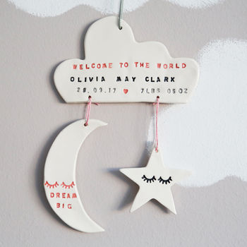 Personalised Welcome To The World Hanging Decoration, 2 of 2
