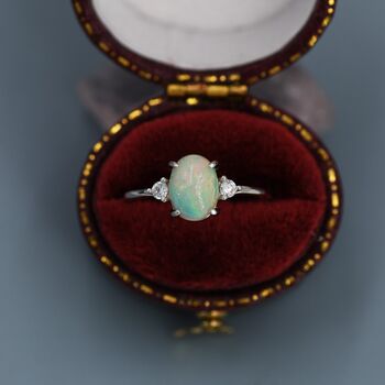 Sterling Silver Genuine Opal Ring, 2 of 12