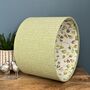 Floral Lined Lime Green Herringbone Tweed Lampshades, thumbnail 1 of 11