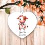 Personalised Cute Cow Love Heart Hand Decoration, thumbnail 2 of 2