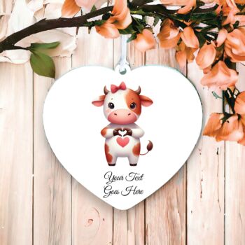 Personalised Cute Cow Love Heart Hand Decoration, 2 of 2