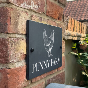 Personalised Chicken Slate House Number Sign, 2 of 3
