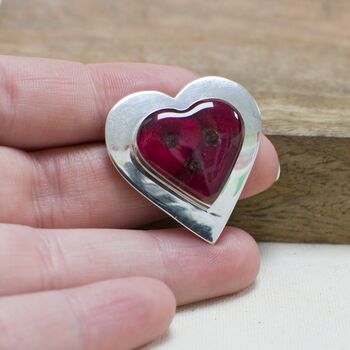 Sterling Silver Heart Brooch With Encased Poppies, 3 of 5