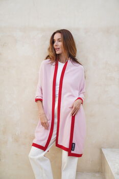 Pink Red Accent 100% Cashmere Travel Wrap Pashmina Shawl Gift Boxed, 6 of 6