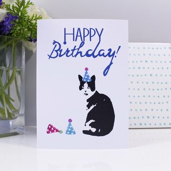 'Happy Birthday' Cat Party Hat Card, 3 of 3