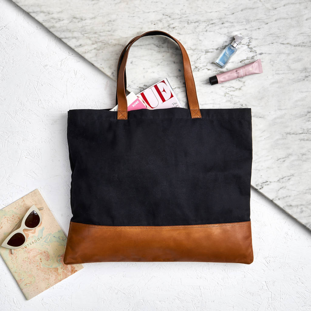 Personalised Canvas And Leather Tote Bag By Vida Vida