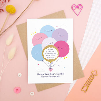 Personalised Valentine's Balloons Scratch Card, 2 of 9