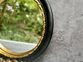 20cm Black And Gold Decorative Wall Mirror – Floral Motif, 8 of 10