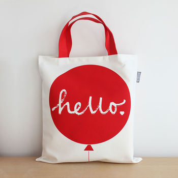 Hello Balloon Tote Bag Red, 2 of 7
