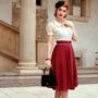 Rita Skirt In Windsor Wine Vintage 1940s Style, thumbnail 2 of 2