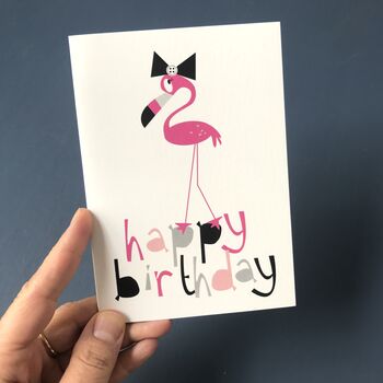 Pink Flamingo 'Happy Birthday' Card, 5 of 9