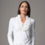 Katiana White Frill Neckline Cotton Jersey Shirt, thumbnail 4 of 4