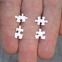 Jigsaw Puzzle Earring Studs In Sterling Silver, thumbnail 2 of 4
