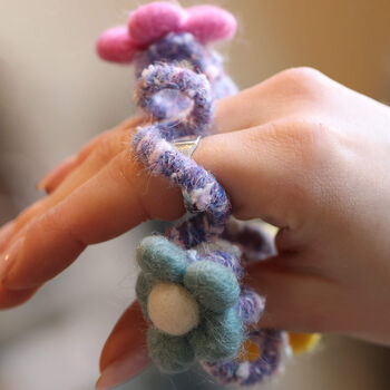 Adorable Hand Felted Wool Flower Hair Ties, 5 of 7